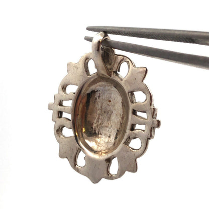 925 Sterling Silver Two Tone Fleur De Lis Go Saints Oval Charm Pendant