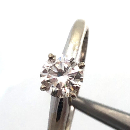 Designer 14K White Gold Round Diamond Solitaire Size 6.75 Engagement Ring