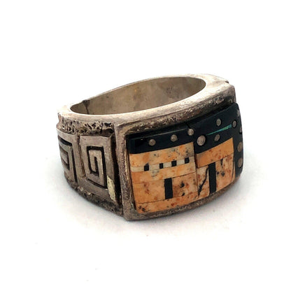 Calvin Begay Starry Night in the Pueblo Sterling Silver 925 Navajo Band Ring