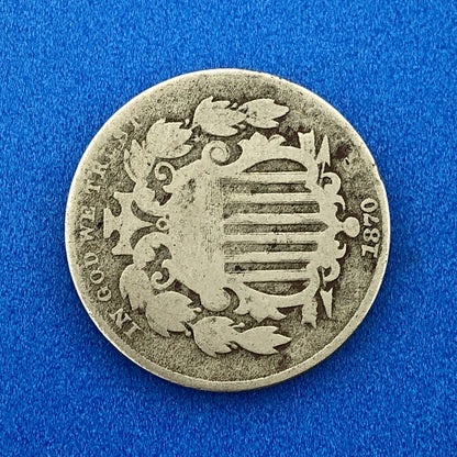 1870 P Shield Nickel 5c Better Key Rare Philadelphia Mint Coin No Rays
