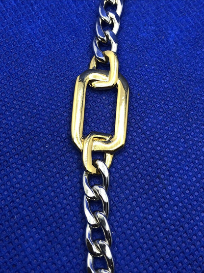 Vintage Monet Two Toned Modernist Double Link Chain Necklace