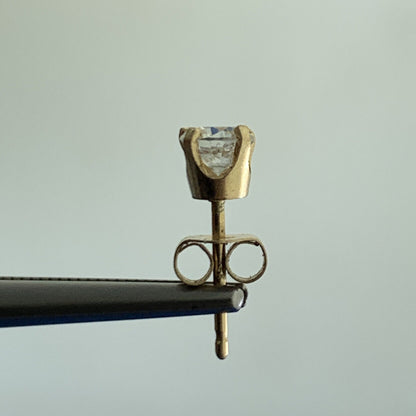 Designer 14K Yellow Gold Round White Tourmaline Stud Earrings