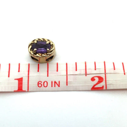 Estate Designer DDH 10K Yellow Gold Oval Amethyst Slide Bracelet Charm