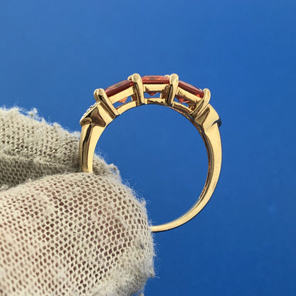 Designer Canada Sterling Silver 925 Princess Trio Citrine Diamond Accent Ring