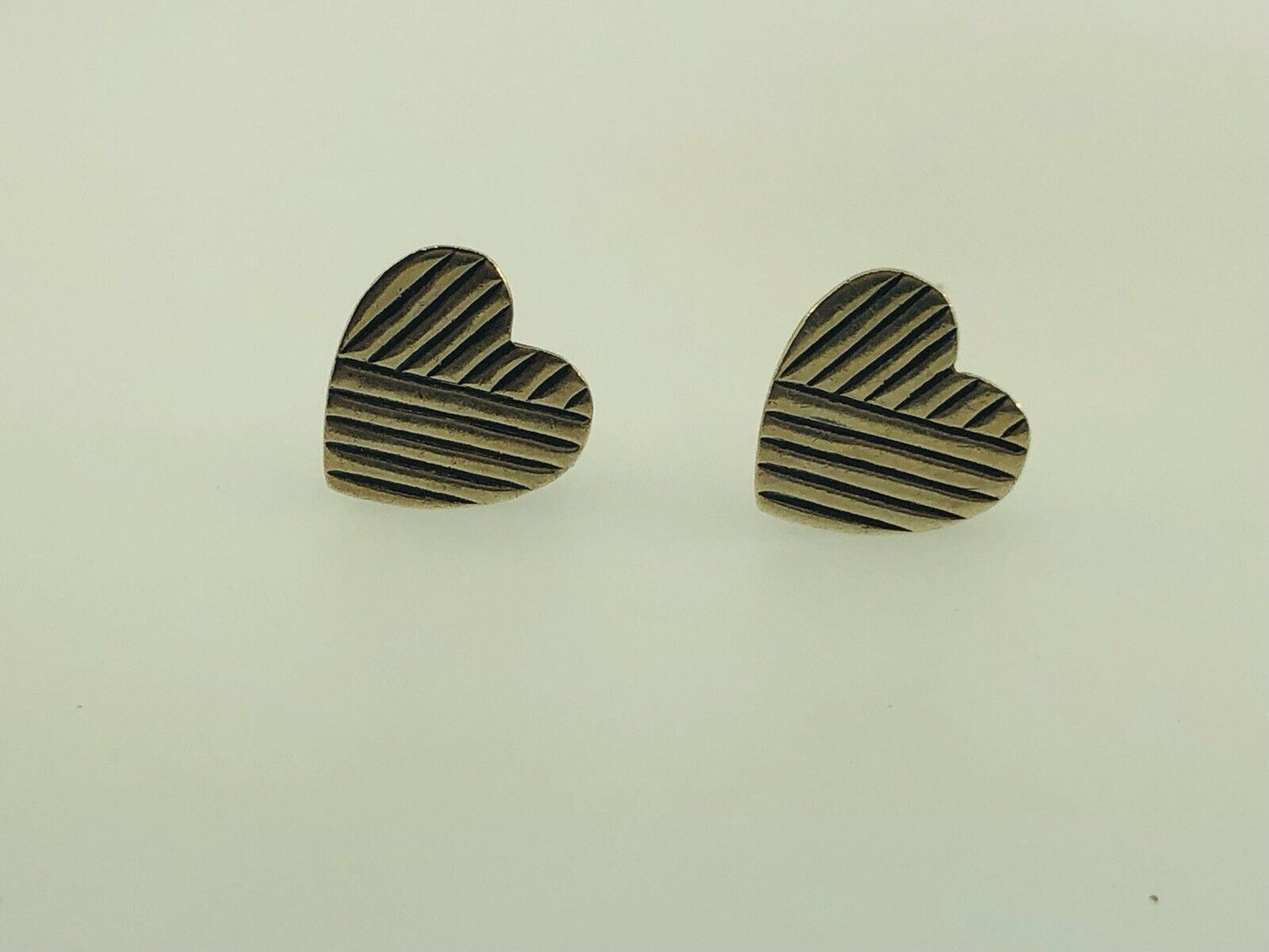 Retired Mignon Faget 14K Yellow Gold Sterling Silver Hard Hearts Stud Earrings