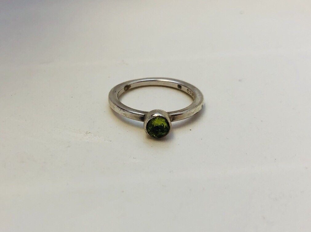 Designer Sterling Silver 925 Round Peridot Station Stackable Band Ring