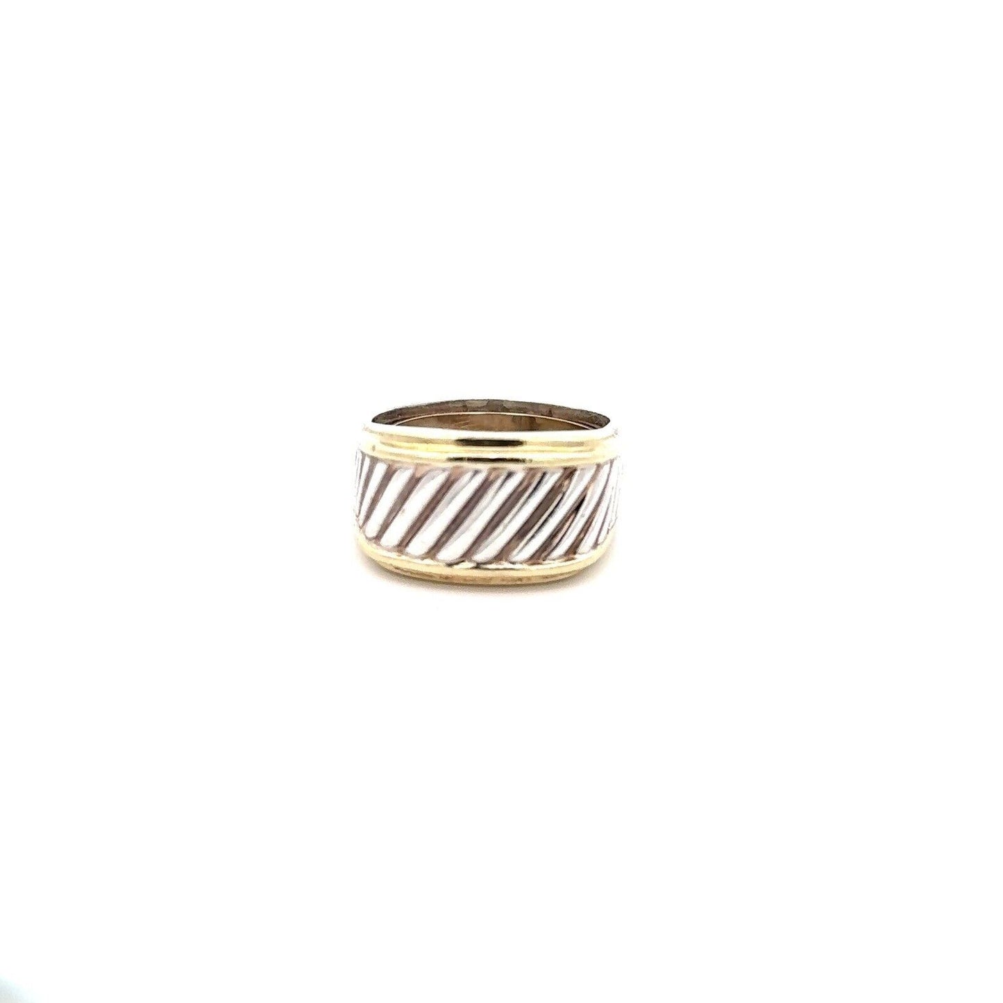 David Yurman 925 Sterling Silver 14K Yellow Gold Thoroughbred Men's Band Ring