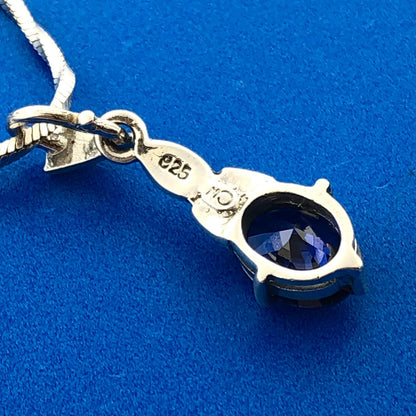 Designer CN Sterling Silver 925 Iolite Matching Necklace and Earring Set