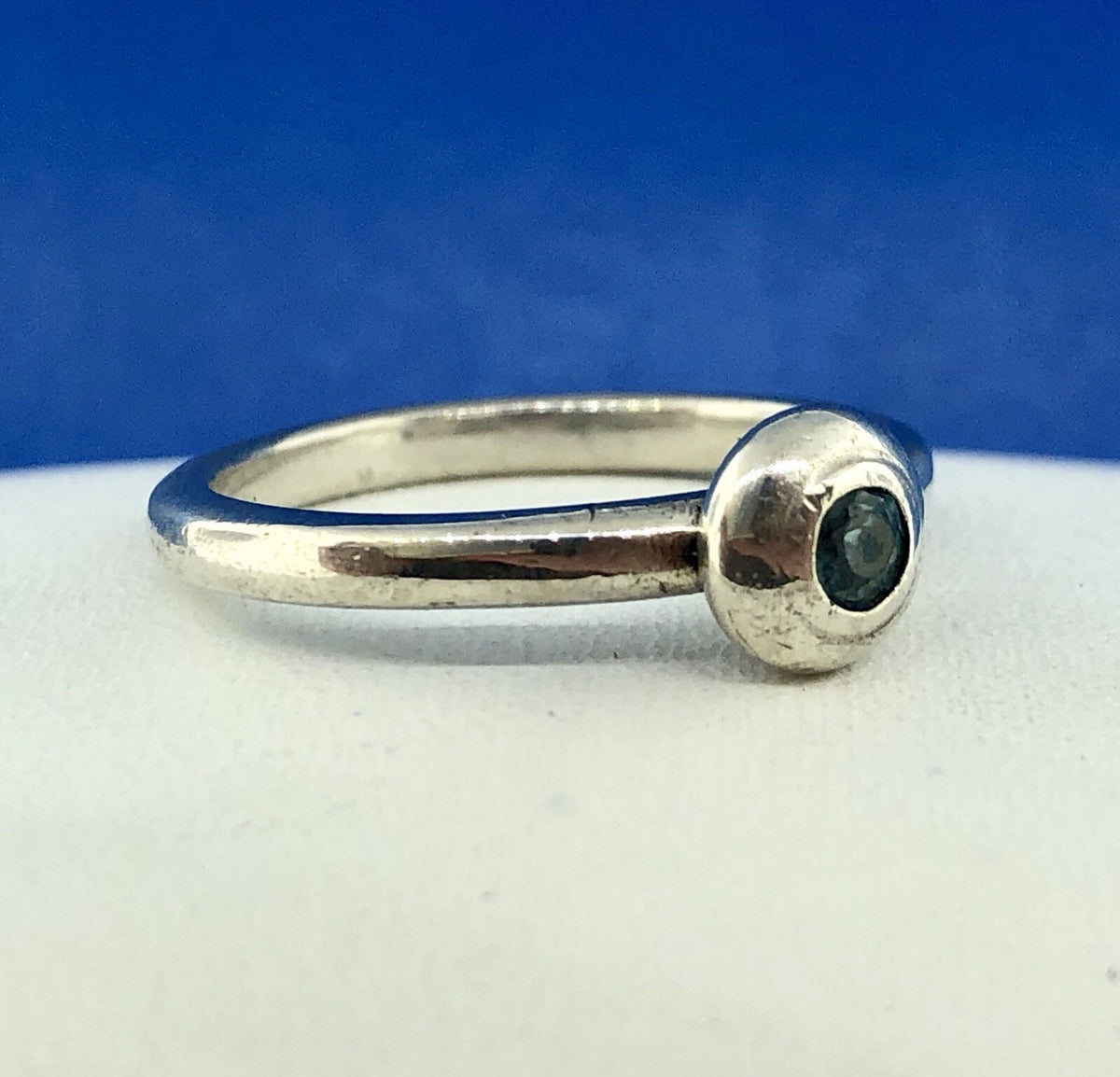 James Avery 925 Sterling Silver Remembrance Aqua Spinel Designer Size 7.25 Ring