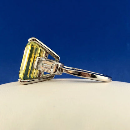 Spectacular Sterling Silver 925 Yellow White CZ Statement Fashion Cocktail Ring