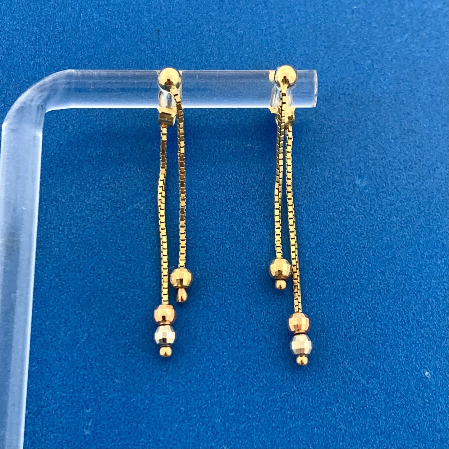 Designer Italy 10K Yellow White Rose Gold Disco Ball Drop Dangle Stud Earrings