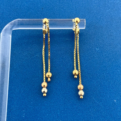 Designer Italy 10K Yellow White Rose Gold Disco Ball Drop Dangle Stud Earrings