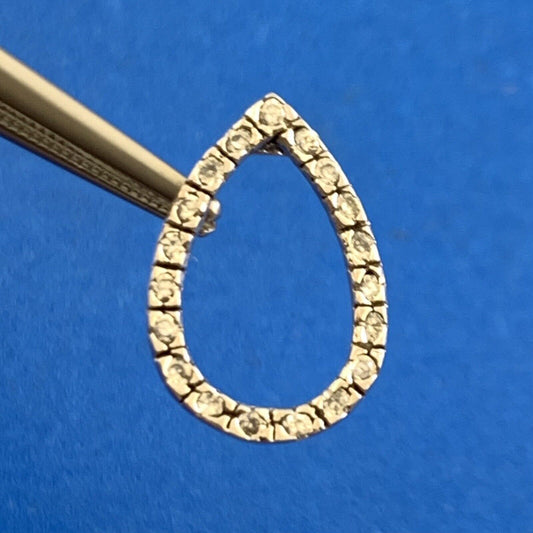 Designer 925 Sterling Silver Round White Topaz Tear Drop Slide Pendant