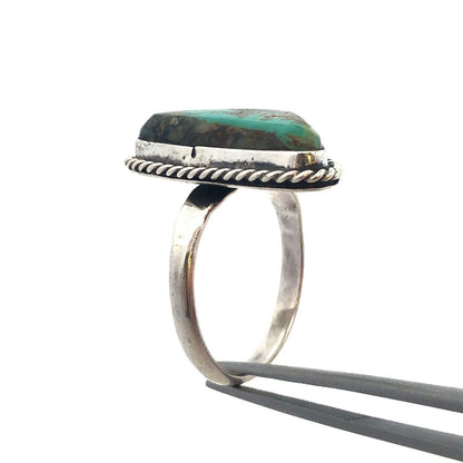Native American Unsigned Old Pawn 925 Sterling Silver Turquoise Cabochon Ring