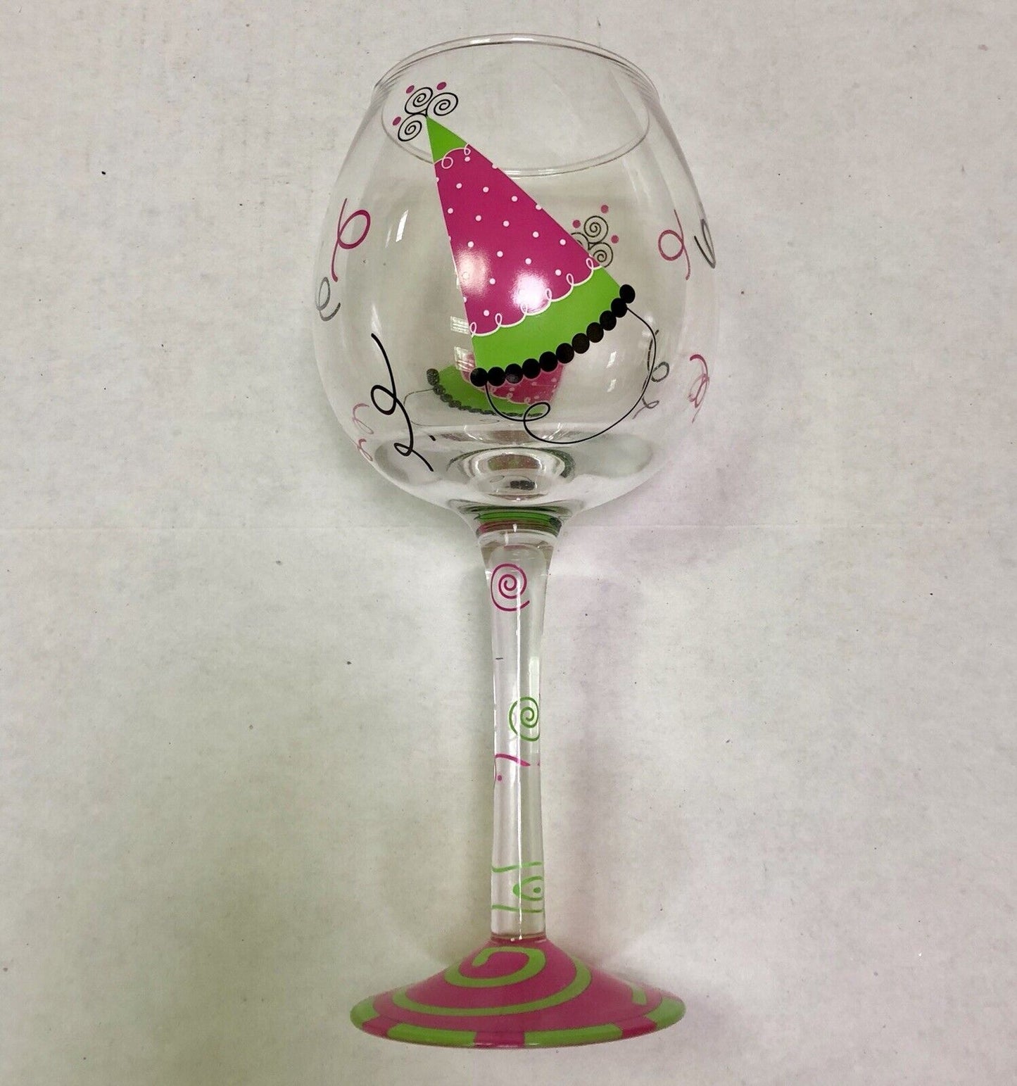 Main Street Collection MSC Hand Painted Birthday Hat Red Wine Glass New In Box