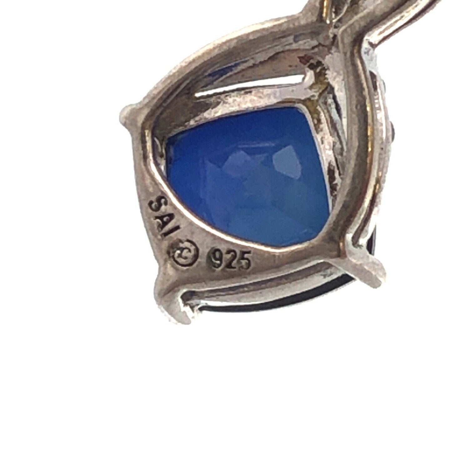 Designer SAI 925 Sterling Silver Blue Sapphire Diamond Accent Infinity Pendant