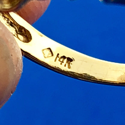 14K Yellow Gold Sapphire Diamond Halo Cluster Anniversary Bridal Cocktail Ring