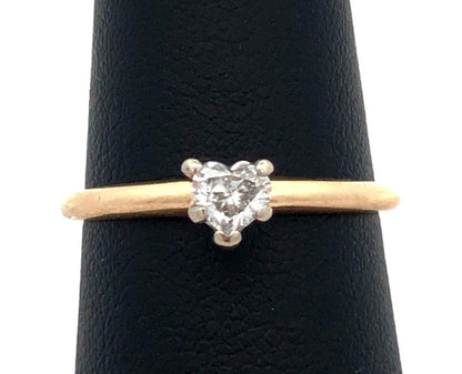 Designer 14K Yellow Gold Heart Cut Diamond Solitaire Promise Engagement Ring