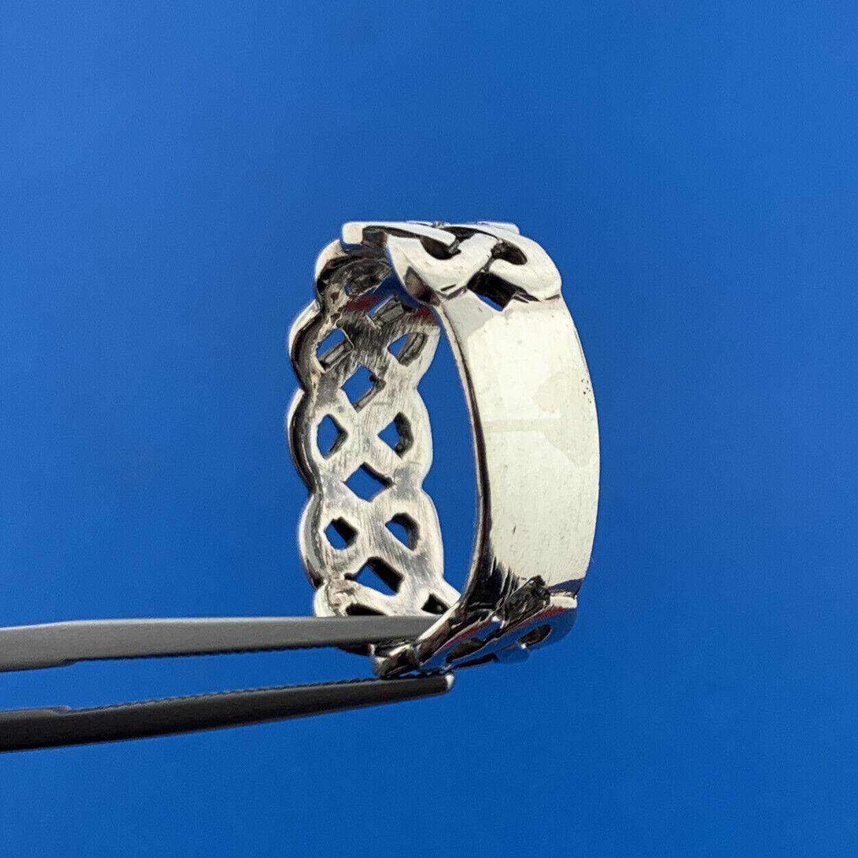 Vintage Sterling Silver 925 Modernist S Wave Cut Out Stackable Band Ring