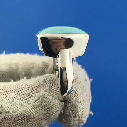 Stunning Sterling Silver 925 Cushion Cabochon Larimar Statement Ring Size 6