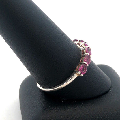 Designer STS 925 Sterling Silver Oval Pink Tourmaline Stackable Band Ring