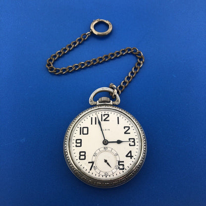 1925 Elgin BW Raymond 21j Grade 478 Base Metal Railroad Pocket Watch Fob Works