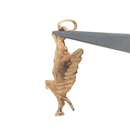Designer 14K Yellow Gold Flying Eagle United States Patriotic Charm Pendant