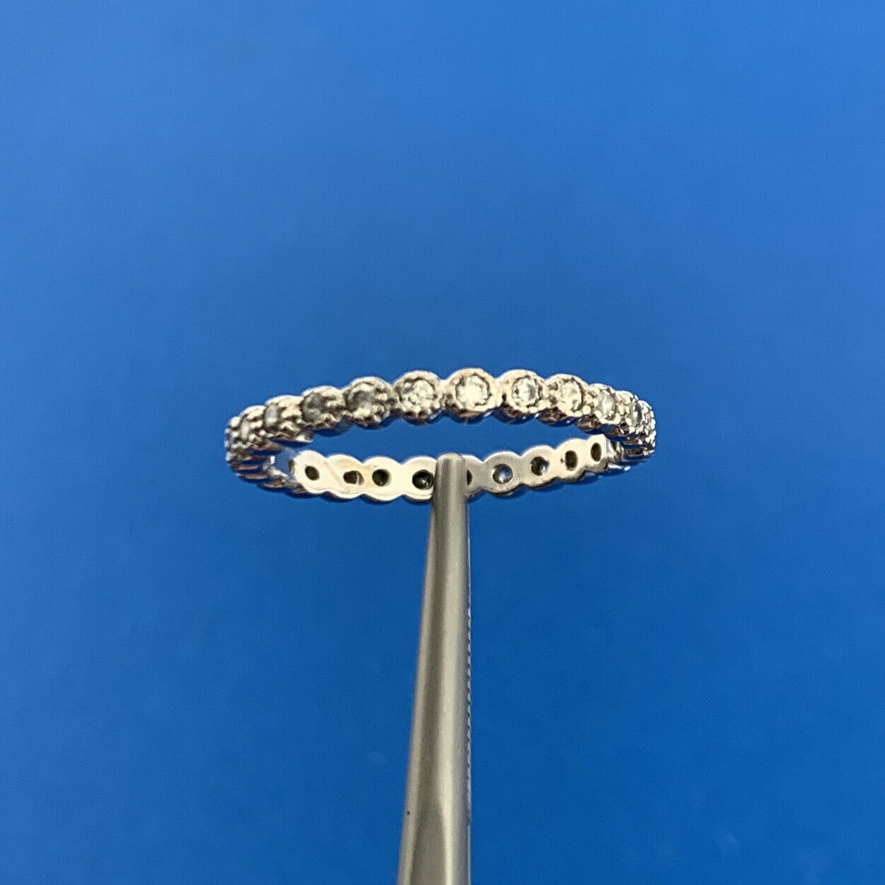 Stackable Sterling Silver 925 ATI Round Cubic Zirconia Eternity Bridal Ring