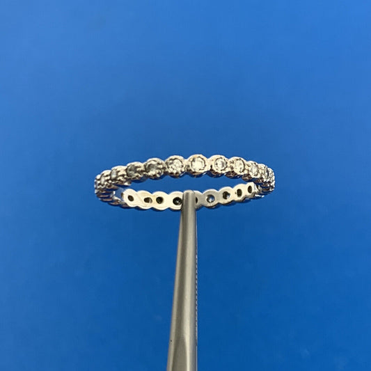 Stackable Sterling Silver 925 ATI Round Cubic Zirconia Eternity Bridal Ring