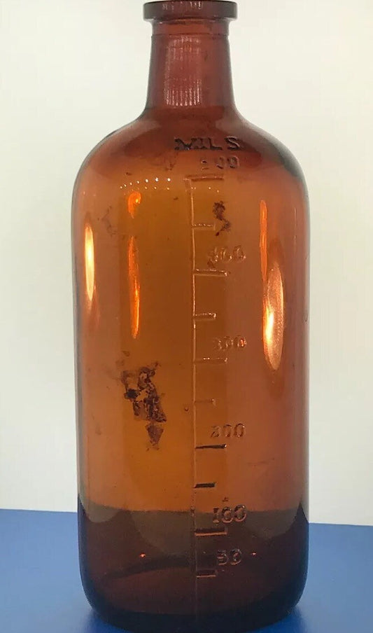 1939 Owens Illinois Glass 500 Mils Apothecary Bottle Amber Brown Alton IL 