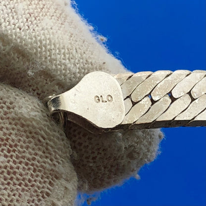 Vintage Italy GLO 925 Sterling Silver Flat Serpentine Link Chain Necklace