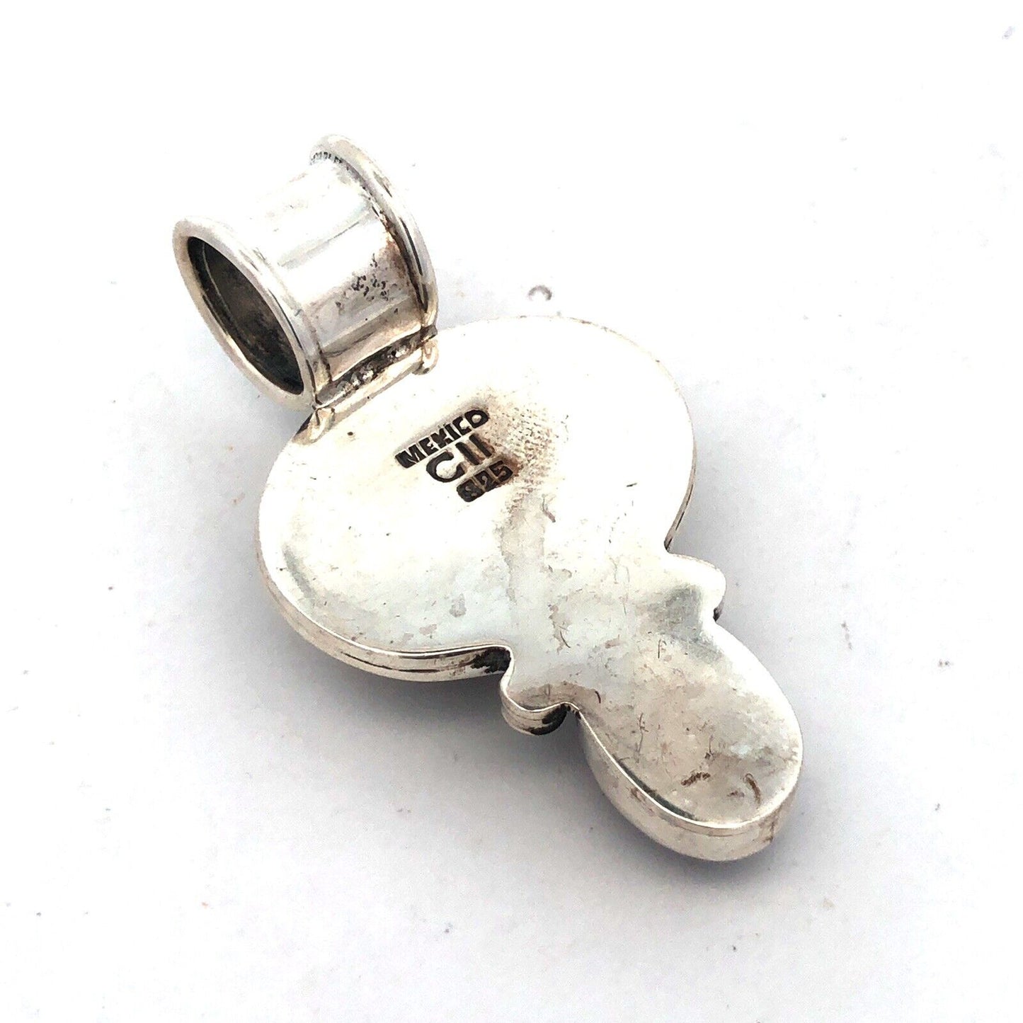 Vintage CII Mexico 925 Sterling Silver Oval Tigers Eye Red Carnelian Pendant