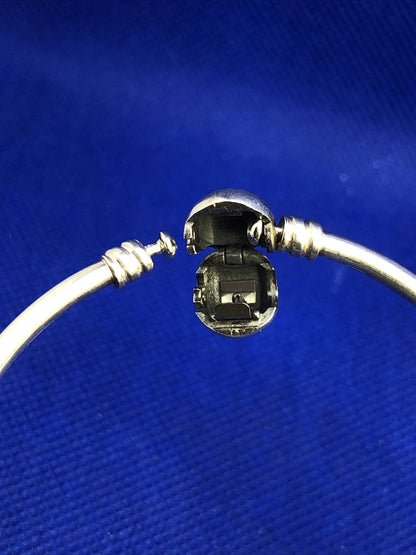 Designer PANDORA ALE Sterling Silver Round Charm Clasp Bangle Bracelet #590713