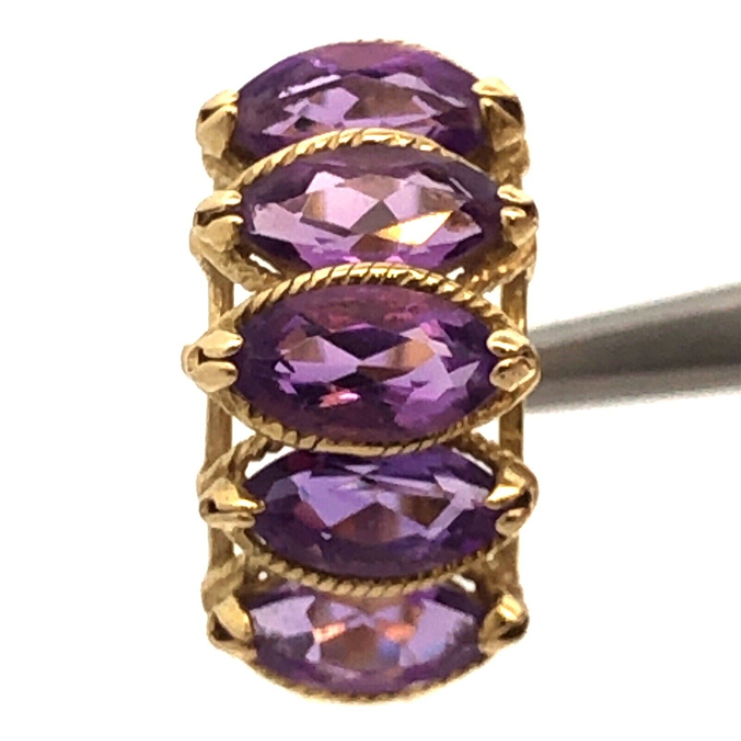 Vintage 14K Yellow Gold Marquise Amethyst Statement Ring