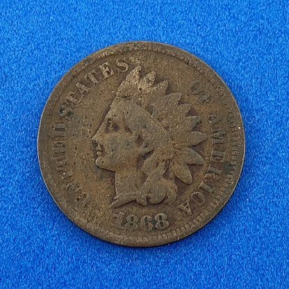 1868 P Indian Head One Cent Penny Type 3 Bronze Better Key Philadelphia Coin