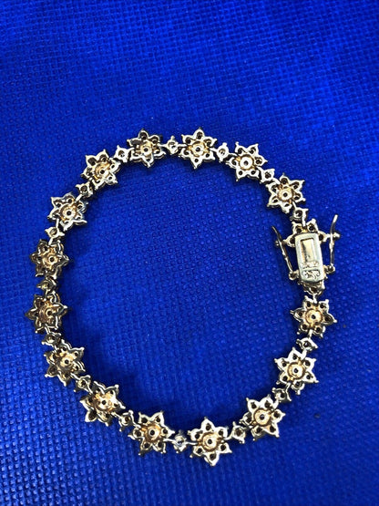 Joan Rivers Gold Tone Colorful Cubic Zirconia Flowers Bracelet