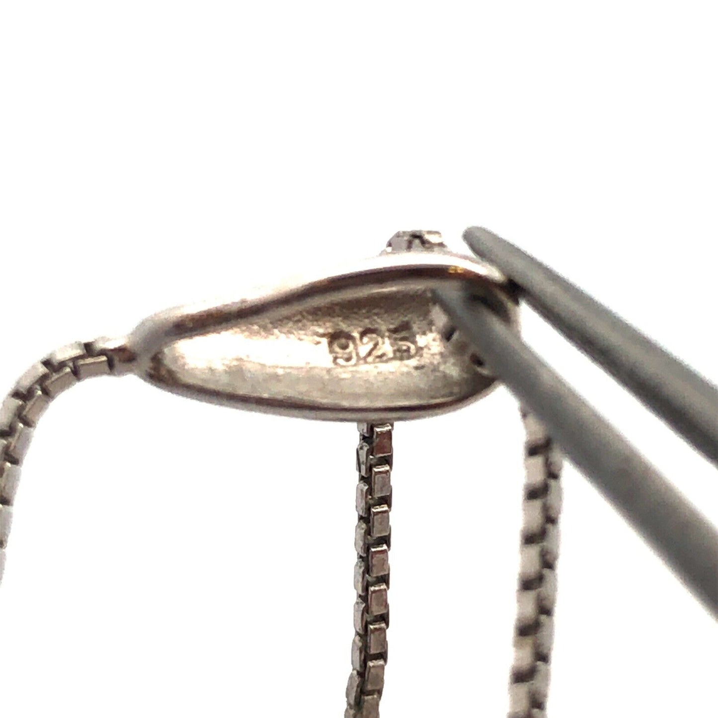 Designer Italy 925 Sterling Silver Cubic Zirconia Ball Charm Lariat Necklace