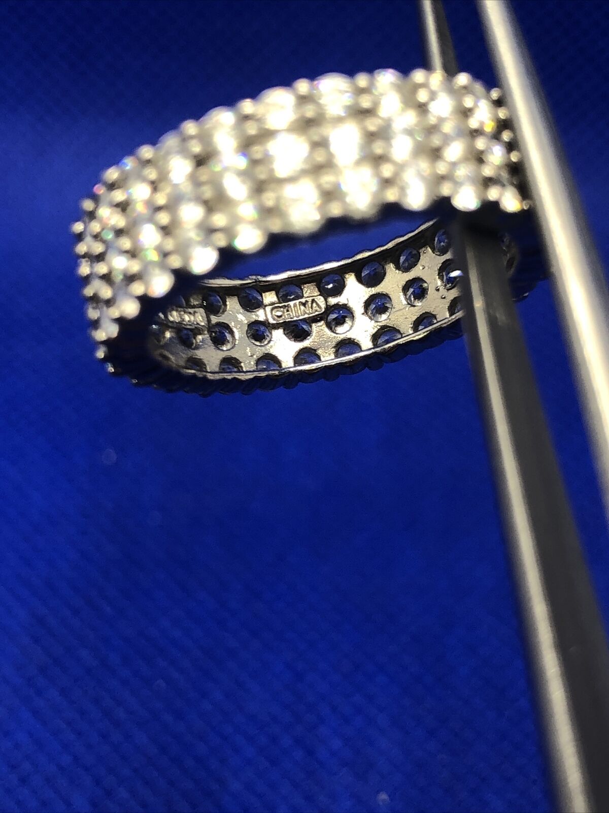 MEDA 925 Sterling Silver Cubic Zirconia Eternity Wedding Anniversary Band Ring