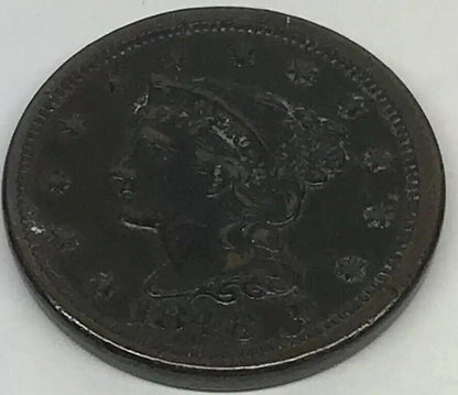 1846 Braided Hair Large Cent Small Date Early American Copper Coinage Brown