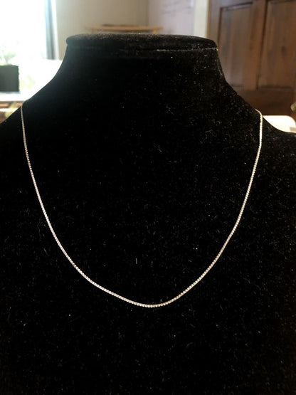 14K Solid White Gold Round Wheat Chain Necklace 18"
