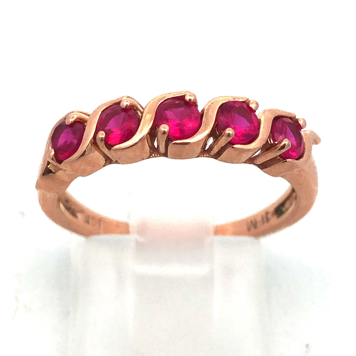 Estate Designer JFM 14K Rose Gold Ruby July Anniversary Occasion Band Ring