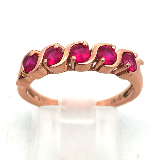 Estate Designer JFM 14K Rose Gold Ruby July Anniversary Occasion Band Ring