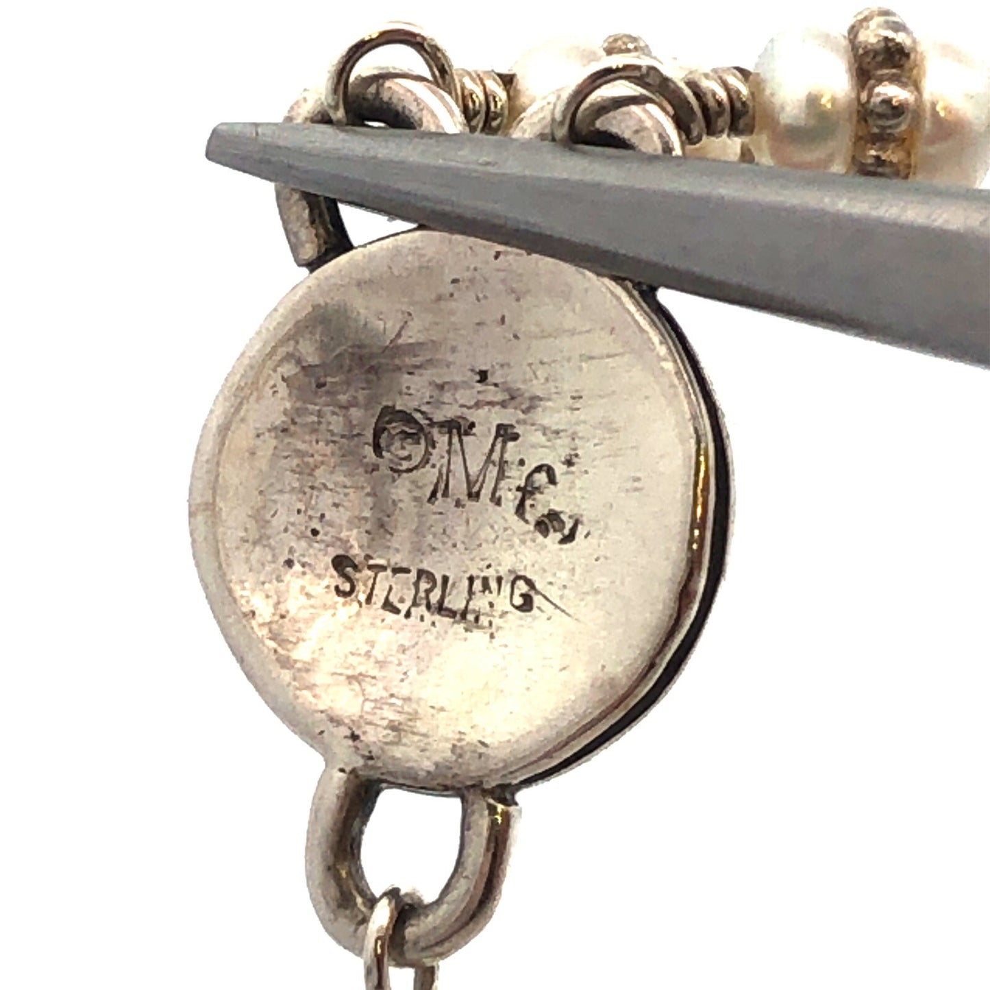 Mignon Faget 925 Sterling Silver Renaissance Pearl Rosette Medallion Necklace