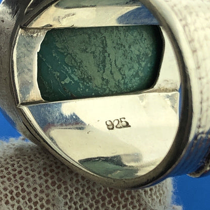 Stunning Sterling Silver 925 Circle Cabochon Turquoise Statement Size 8 Ring