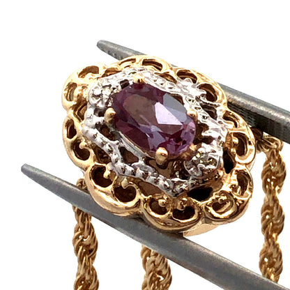 Richard Klein KLJCI 14K Yellow Gold Purple Topaz Diamond Double Strand Bracelet