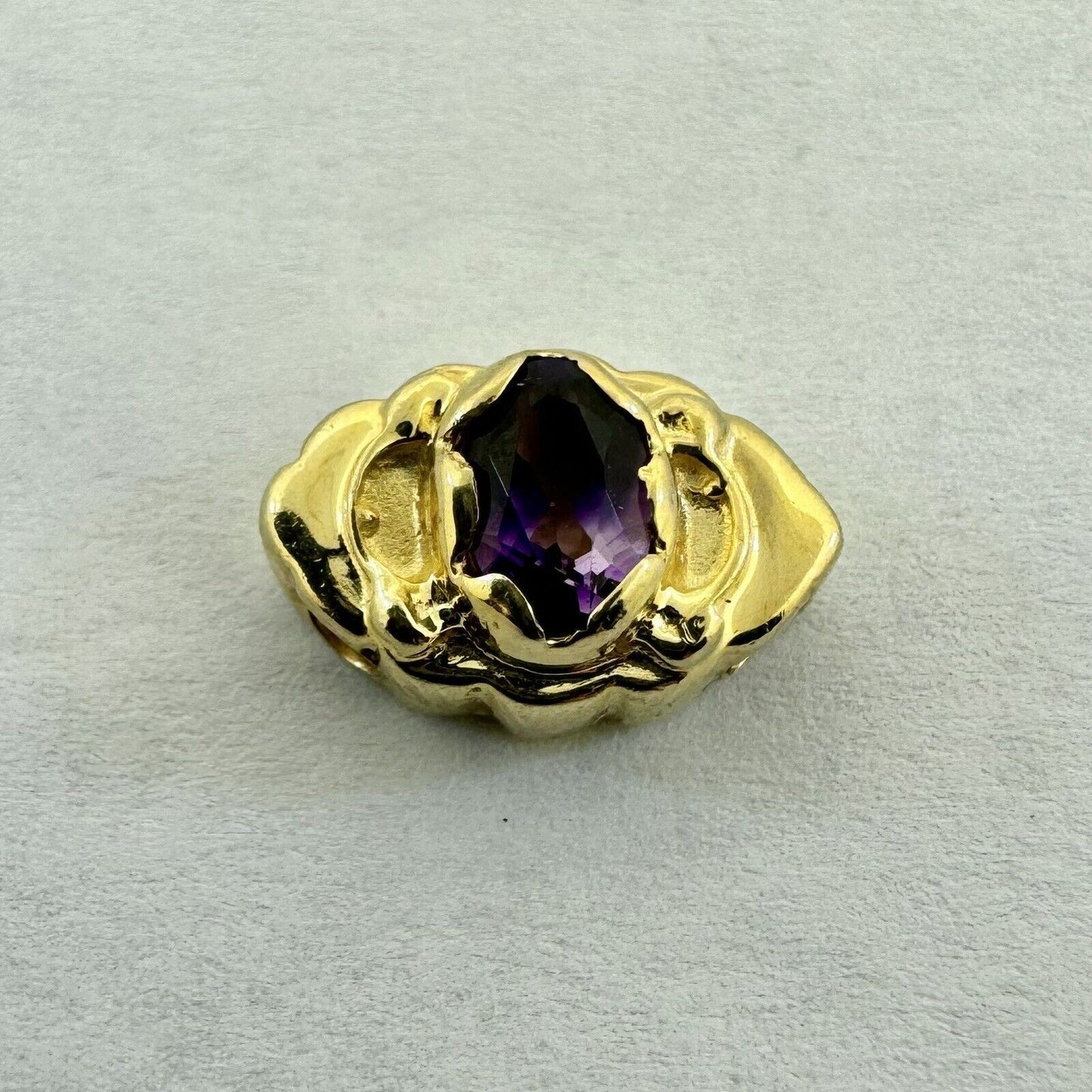 Designer 14K Yellow Gold Purple Amethyst Oval Slide Bracelet Charm