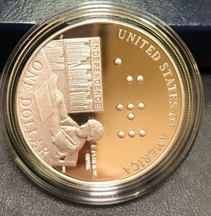 2009 P Louis Braille Bicentennial Commemorative Proof Silver Dollar $1