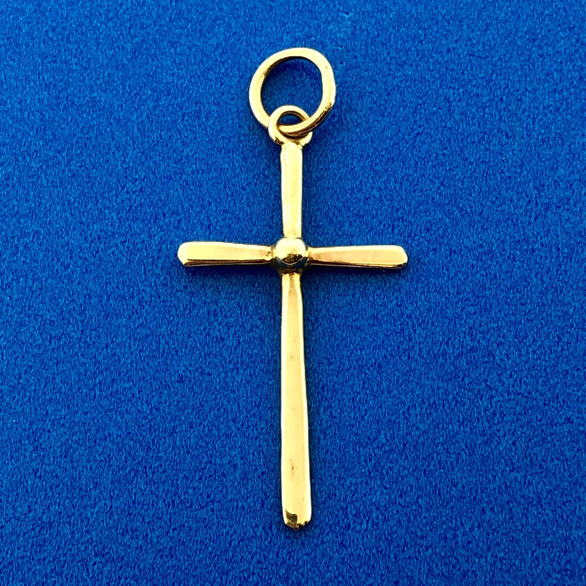 Modernist 10K Yellow Gold Polished Cross Religious Easter Charm Pendant