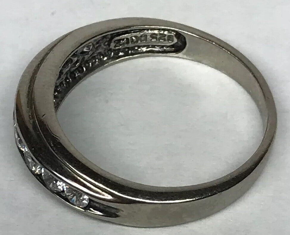 Unisex Sterling Silver 925 Cubic Zirconia Wedding Bridal Anniversary Band Ring