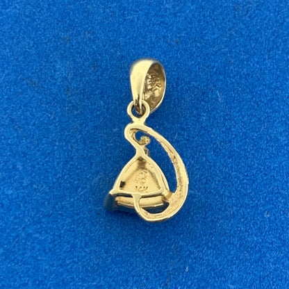 Designer 14K Yellow Gold Opal Trillion Doublet Modernist Pendant